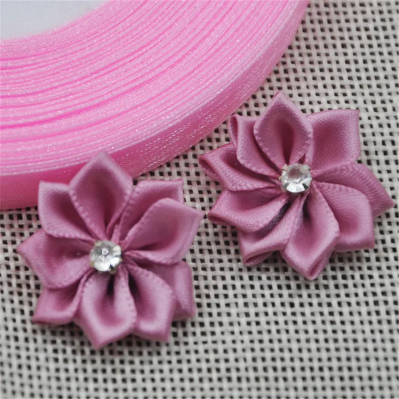 40pcs Upick satin ribbon flowers bows with Appliques Craft DIY Wedding E14