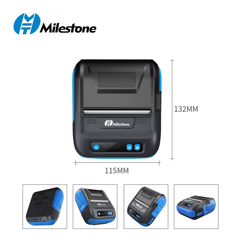 Milestone 80mm Mobile Printer Machine Direct Label Printer Bluetooth Pocket Printer Receipt 2 in 1Free APP Android IOS Thermal