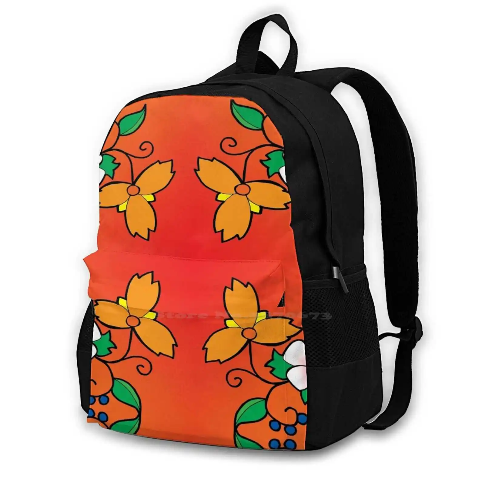 Floral Design #1 338D Print Design Backpack Student Bag Flowers Spring Ojibwe Ojibwa