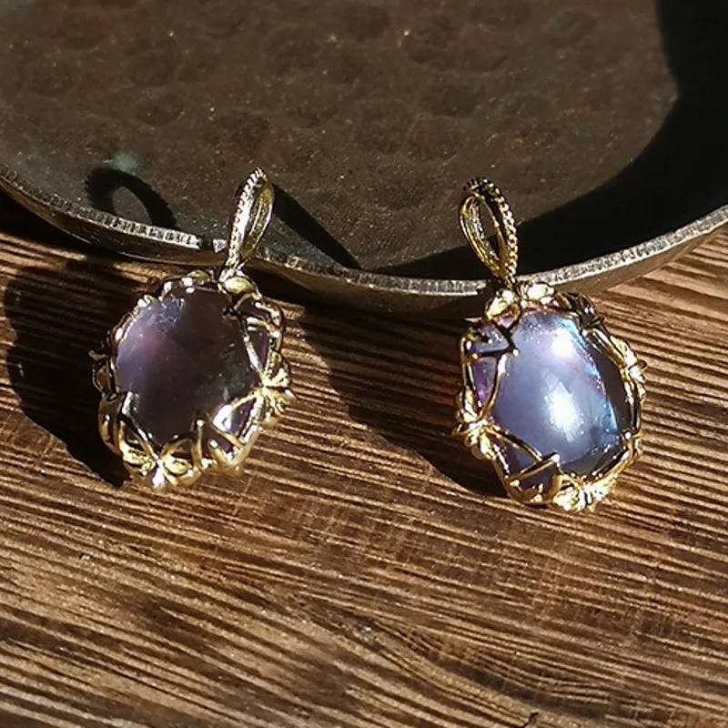 BOCAI 2021 جديد إمرأة الموضة قلادة فضية 925 ريترو محفورة نمط الطبيعية اللابرادوريت/قلادة من الأحجار الكريمة للمرأة