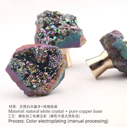 New Natural Crystal Stone Knob and Handle With Brass Base Irregular Single Hole Drawer Cupboard Door Knobs Furniture Pulls