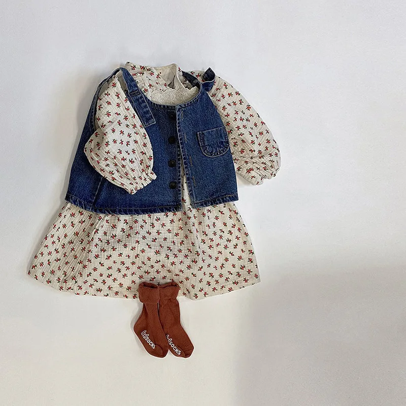 2024 nuovo autunno bambino cappotto senza maniche moda ragazzi gilet di jeans giacca monopetto per ragazze abbigliamento Vintage per bambini