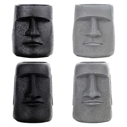 Creative Resin Easter Island Sculpture Head Design Desktop Flowerpot Succulent Pot Face Vase for Home Garden Indoor Decor