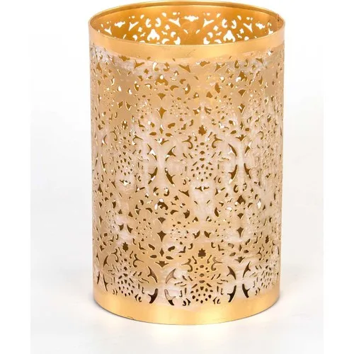 Euro Flora Metal Candle Holder Lantern Gold Color 15x22 cm