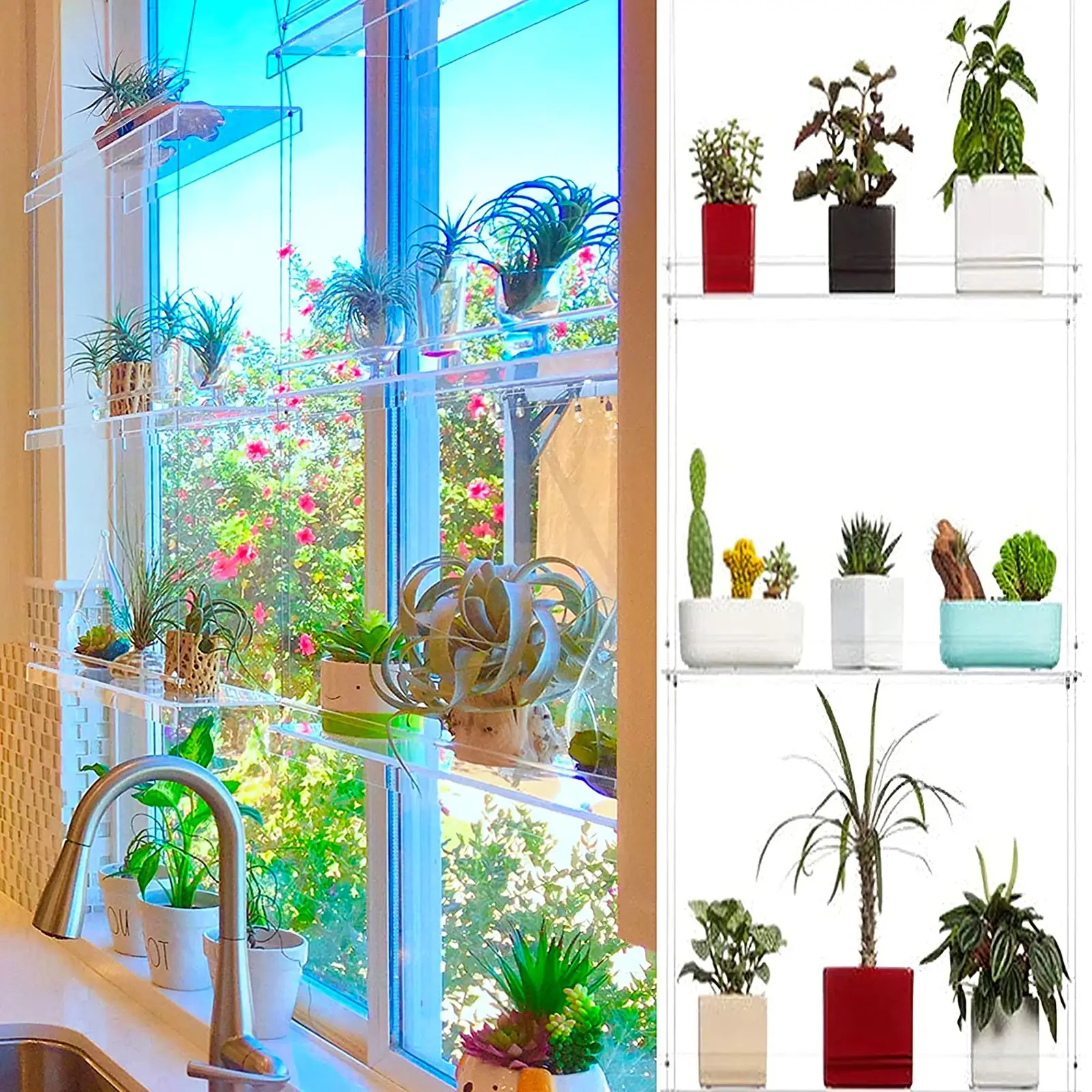 Modern Decorative Plant Rack Stand Plants Succulent Shelf Acrylic Multi-Layer Garden Flower Stand For Window Living Room Bedroom