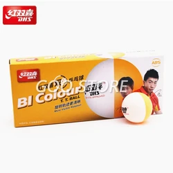 DHS BI Colour 2018 new table tennis balls double Color China super League seamed ABS balls d40+ plastic ping pong balls