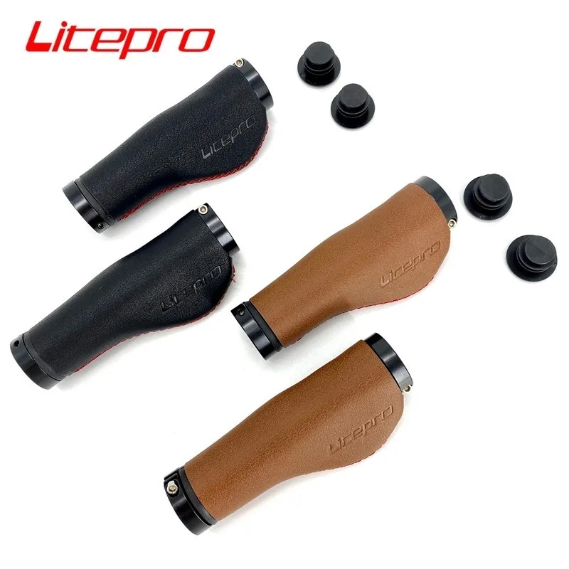 Litepro Grips 22.2mm 130mm City Retro Bicycle Folding Bike Grips Double Lock Ring Brown Black