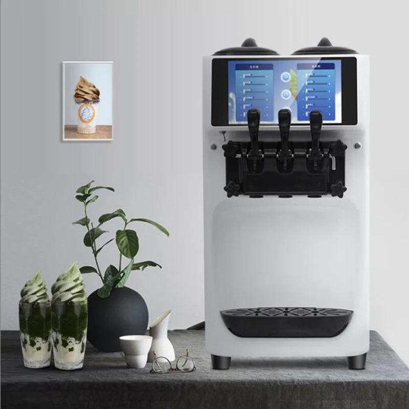 Desktop Commercial Ice Cream Machine Small Three-head Ice Cream Machine Intelligent Soft Ice Cream Machine 10 Inch Touch Screen