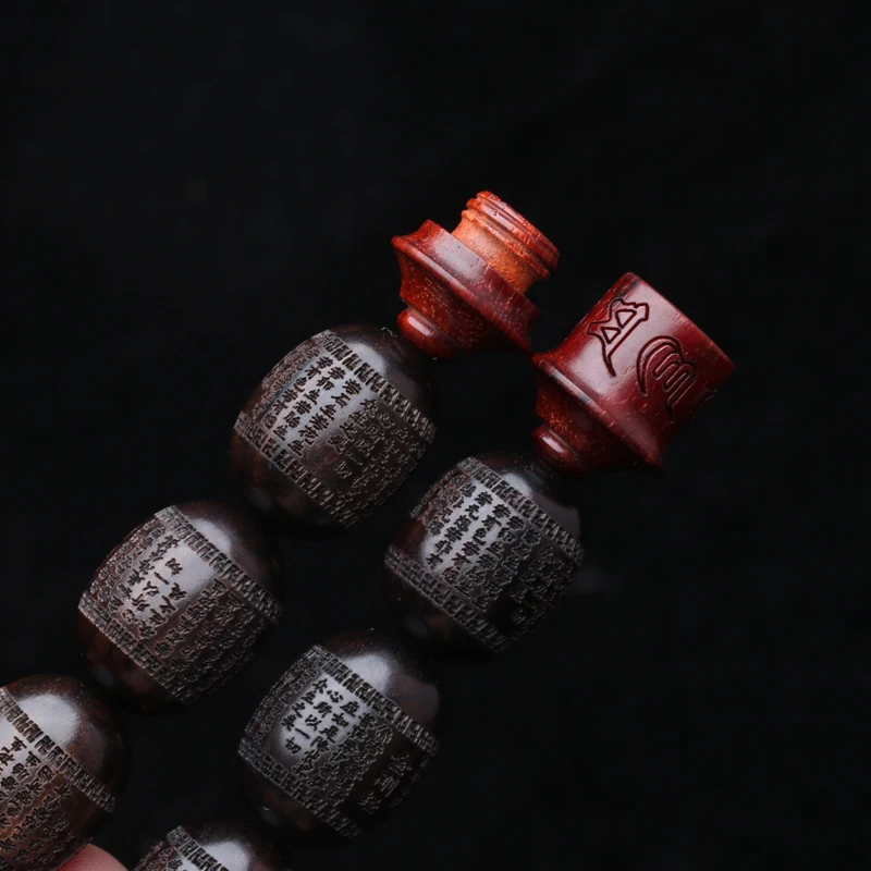 Natürliche Ebenholz Armband Olive Förmigen Schwarzen Holz Tibetischen Buddhistischen Perlen Sechs-Charakter Mantra Glück Armband – Detail 10