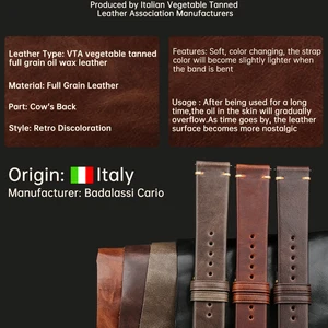 Maikes handgefertigtes Uhrenarmband, Schmetterlingsschnalle, pflanzliches gebräuntes Kuhleder, in Italien hergestellt, schnelles Armband, Uhrenarmband 12 Hauptverkauf Tennis Buffalo - №7