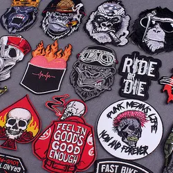 Biker Patch Iron On Patches On Clothes DIY Gorilla Patches For Clothing Stickers Punk Badges Embroidered Patch Stripes Accessory
