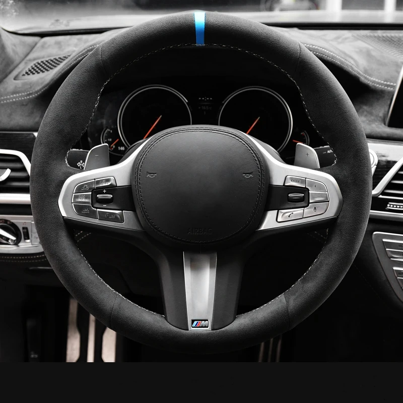 Black Alcantara Car Steering Wheel Cover for BMW M Sport G30 G31 G32 G20 G21 G14 G15 G16 X3 G01 X4 G02 X5 G05