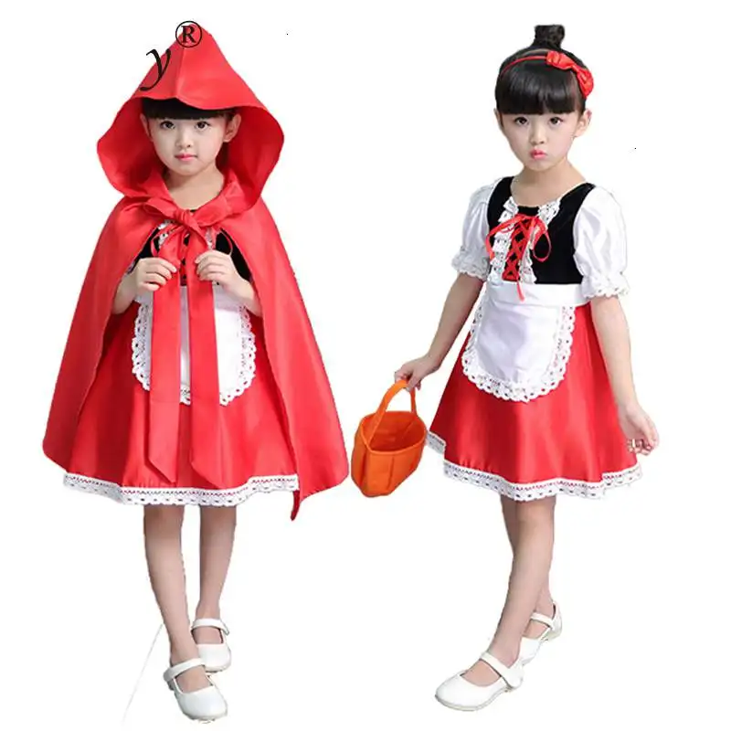 2020 Little Red Riding Hood costume Cosplay per bambini dress Halloween Carnival Fantasia Party girls Fancy Dress children party