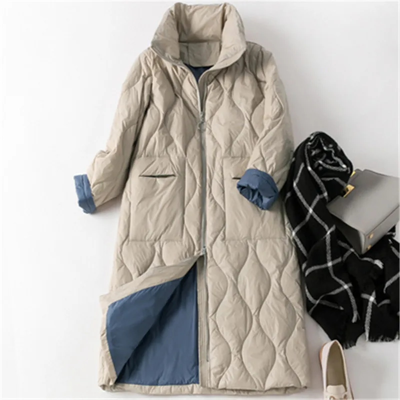 Sanishroly 2022 Women Winter Down Coat Casual Warm Thicken White Duck Down Jacket Parka Ladies Long Puffer Outwear Tops SE1021