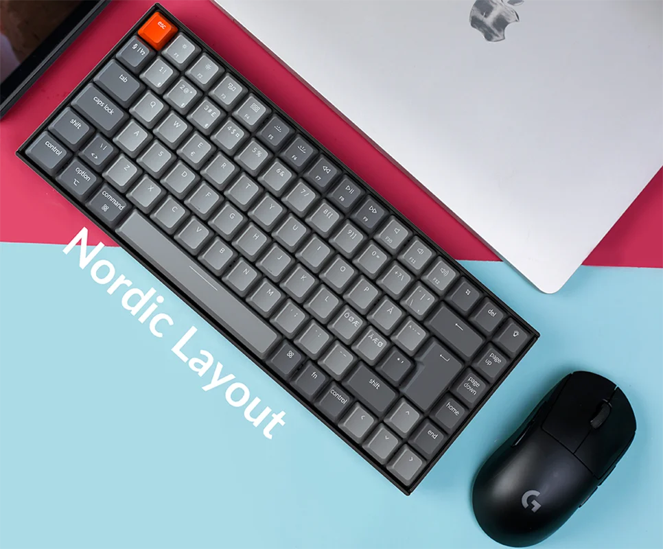 Keychron K2 B BO V2 Wireless Mechanical Keyboard (Nordic ISO Layout) RGB Backlit Gateron Switch for Mac Windows