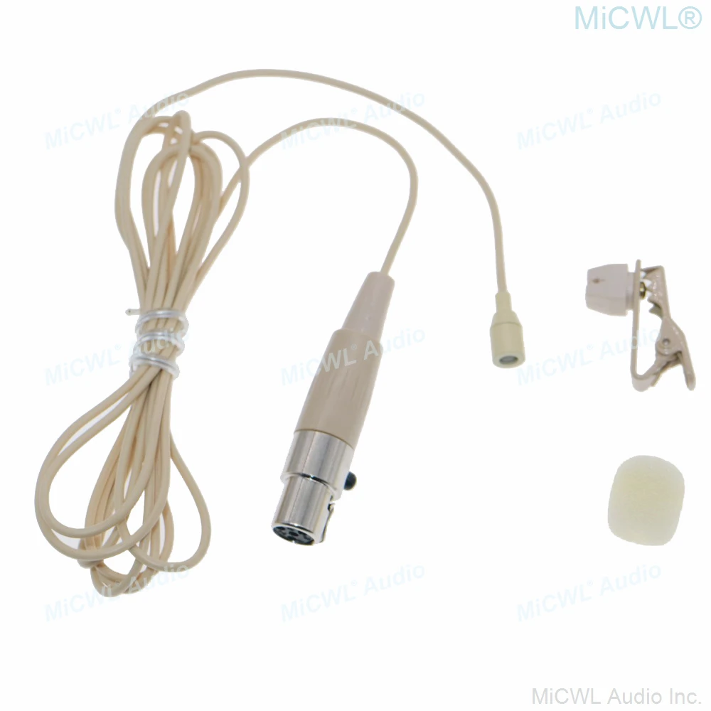 Beige ผิวสี Clip-On Lavalier ไมโครโฟนสําหรับ Shure TA4F Mini XLR 4Pin ไร้สายคุณภาพดีไมโครโฟน