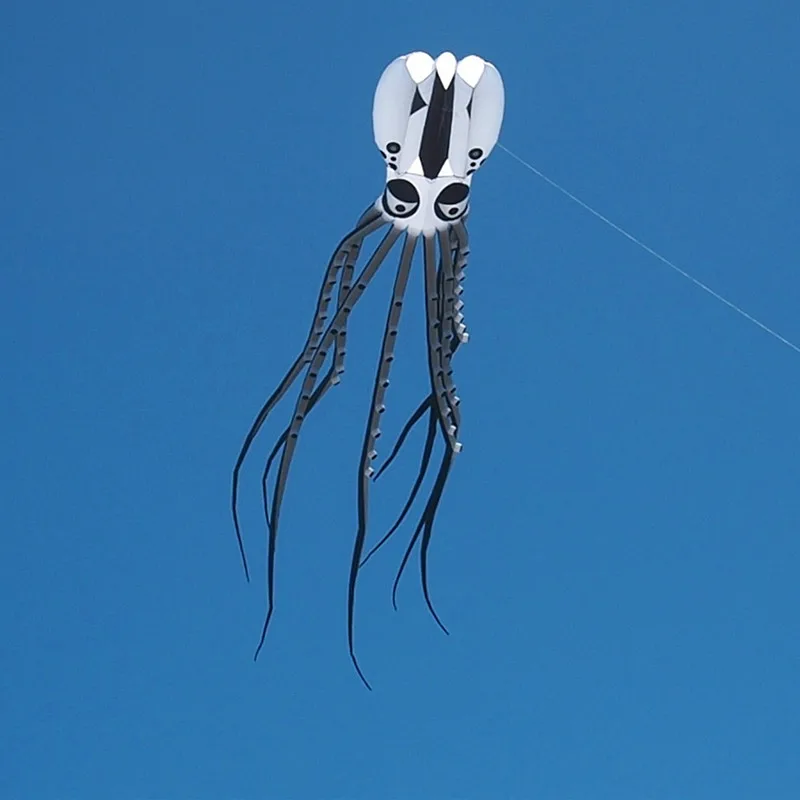 

free shipping large octopus kite for adults ripstop nylon fabric outdoor toys flying jellyfish soft kites kevlar line new