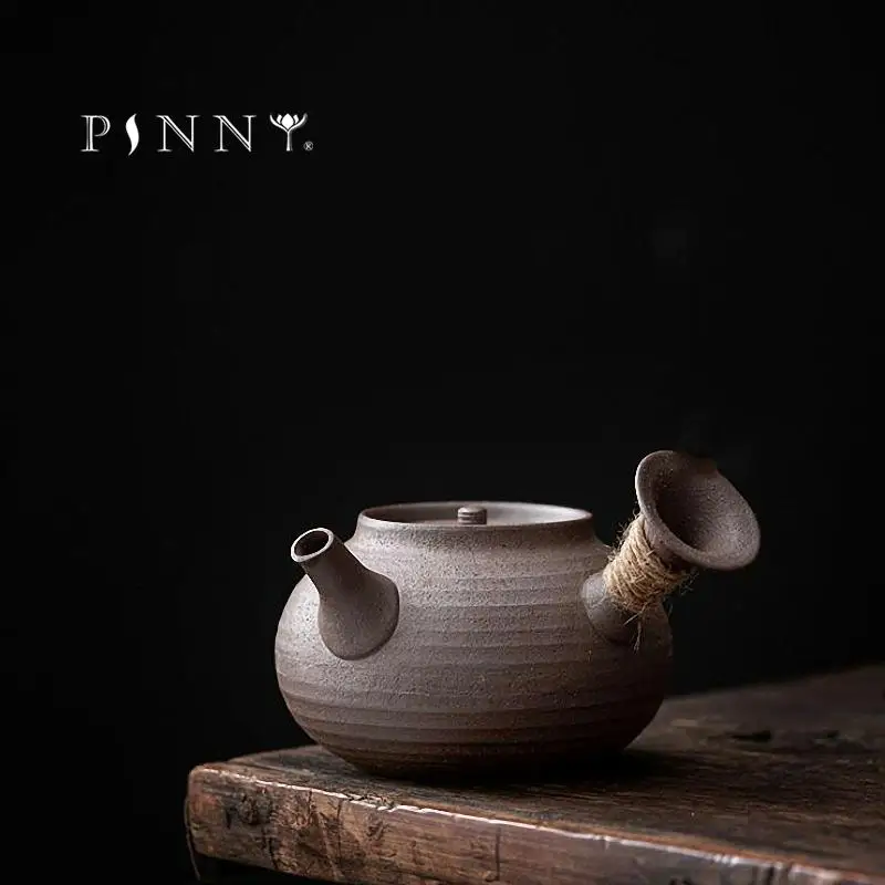 PINNY 210ML Japanese Style Retro Side Handle Teapot Ceramic Kung Fu Tea Pot Vintage Tea Service