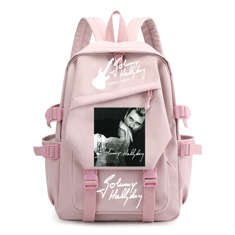 Johnny Hallyday-mochila escolar ligera de nailon para estudiantes universitarios, morral deportivo neutral con USB para jóvenes, 2022