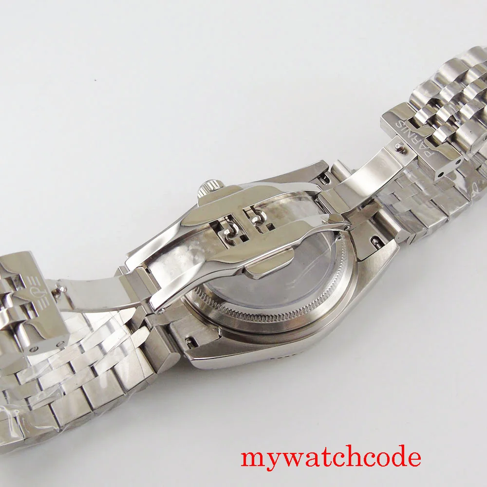 36mm Parnis 316L Stainless Steel Watch Case Fit Miyota 8215 ETA 2836 Automatic Movement Jubilee Strap Glass Case Back Watch Part