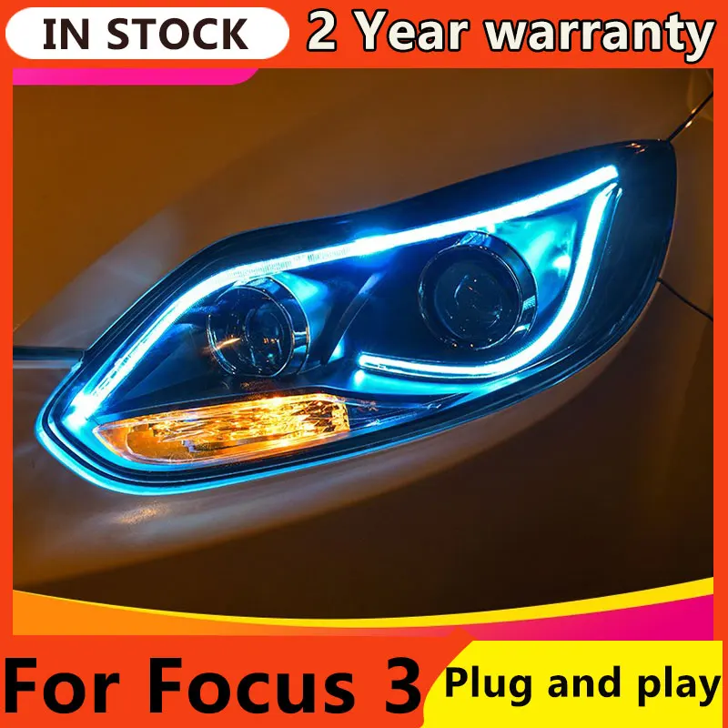 

Стайлинг автомобиля для фар Ford Focus 2012 2013 2014 Focus 3 светодиодные фары DRL Hid Head Lamp Angel Eye Bi Xenon Beam аксессуары