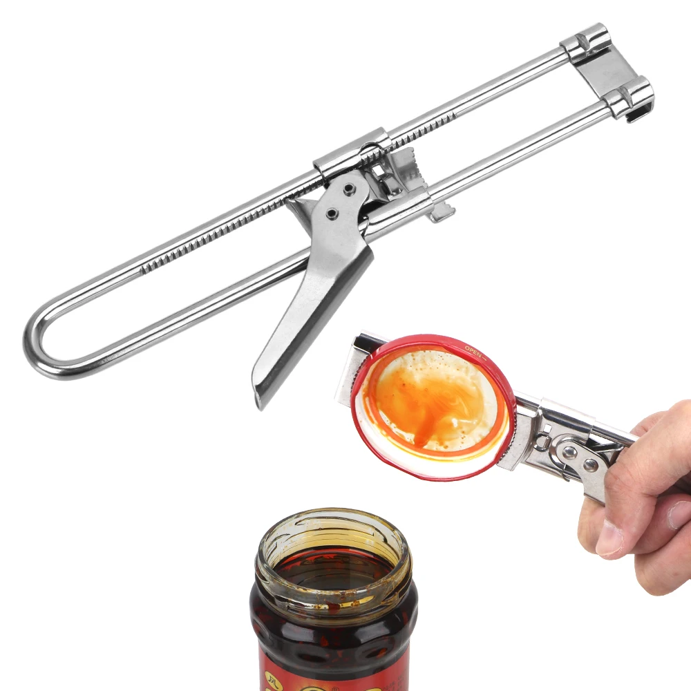 Kitchen Accessories Gripper Can Opener Manual Stainless Steel Adjustable Multifunctional Jar Lid Opener