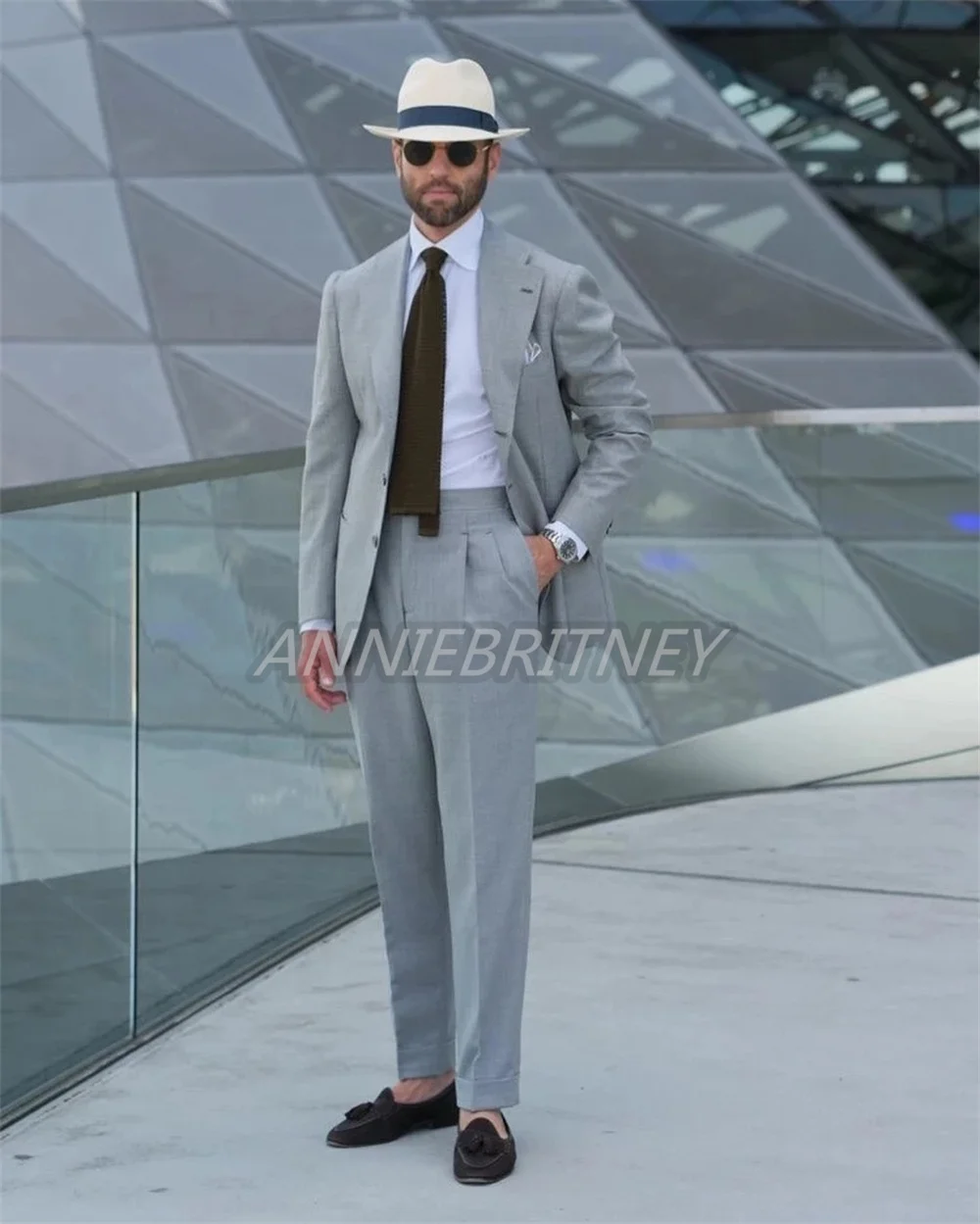 

2021 Tailor Made Luxury Noble High Quality New Gray Blazer And Pants And Suits Men For Wedding Man Suit Slim Fit Party