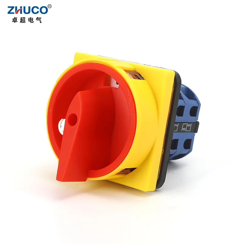 

ZHUCO SZW26-25 2GS 64X64mm Panel 2 Poles 25A Power Cut-off Combination Knob Padlock Master Control Circuit Rotary Cam Switch