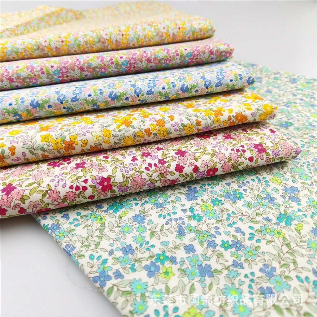 145x50cm Floral Cotton 40s Poplin Sewing Fabric, Making Skirt Pastoral Style Printed Cloth