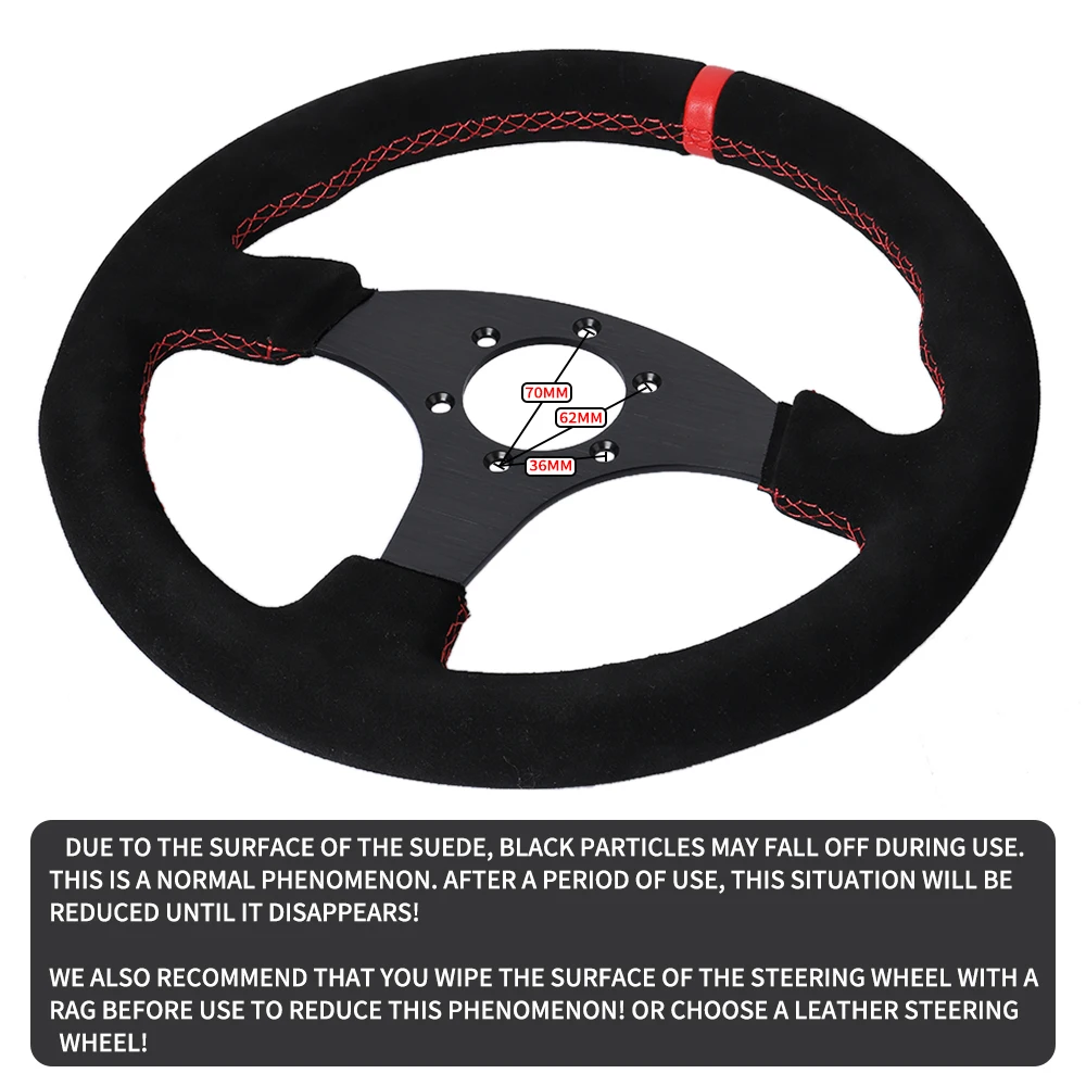 330mm Flat Steering Wheel Suede Aluminum Frame 13 Inch Drift Racing Pc Game Steering Wheel Universal