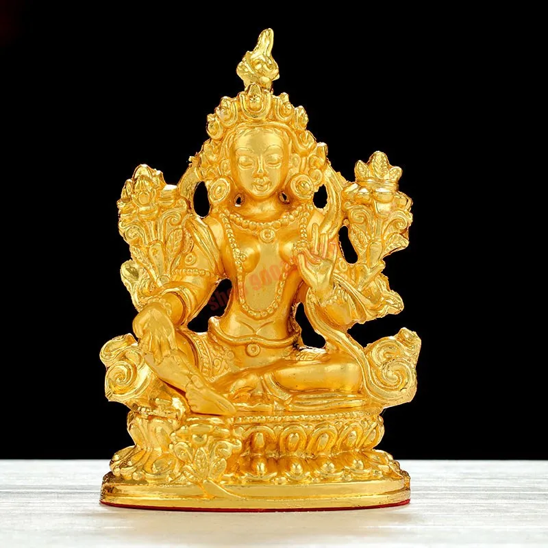 

Exquisite gilded small Buddha, Green Tara Buddha, mini portable Buddha, pocket Buddha, small ornaments