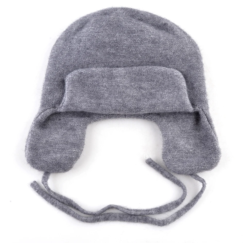 TQMSMY Knitted Bomber Hat Women Streetwear Hip Hop Beanies Hat With Earflaps Men Knit Wool Solid Color Fashion Warm Hats TME92