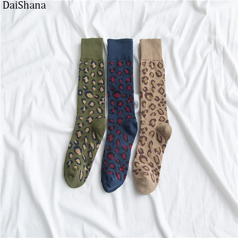 1 Pair High Quality Fashion Autumn Winter Women Socks Sexy Wild Trendy Lady Socks Long Cotton Leopard Print Retro Girl Socks