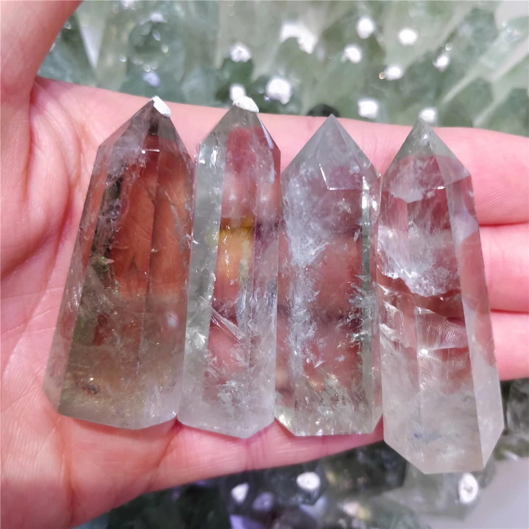 4-5CM Real Natural Raw Clear Prasiolite Crystal Green Quartz Point Obelisk Little Column Reiki Healing Minerals Gem Collecting