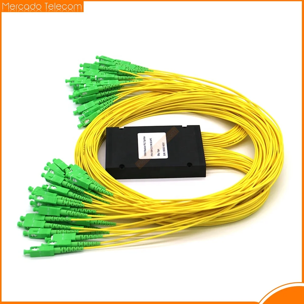 SC/APC 1X64 PLC Splitter 1M 2.0MM 1*64 Planar Rangkaian Gelombang Cahaya Splitter-Box PLC Splitter Box FTTH Kotak ABS Serat Optik