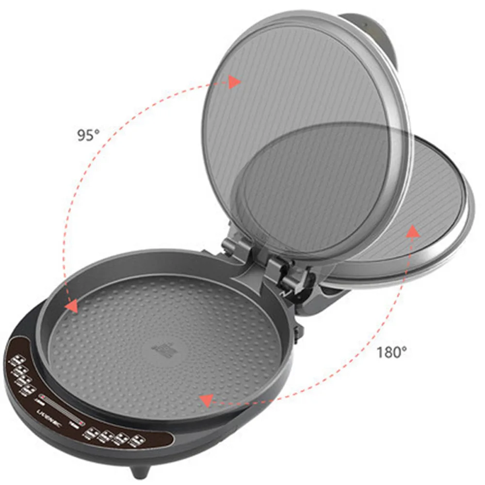 Elektrische Backform doppelseitige Heizung Suspension Typ Crepe Maker Pfanne Pfannkuchen Backen Maschine Pie Pizza Bratpfanne