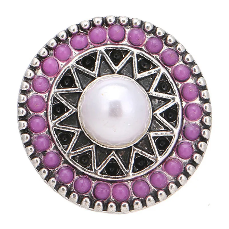 New beauty Crystal Pattern Pearl pattern 18mm snap buttons fit DIY 18MM snap buttons snap jewelry wholesale