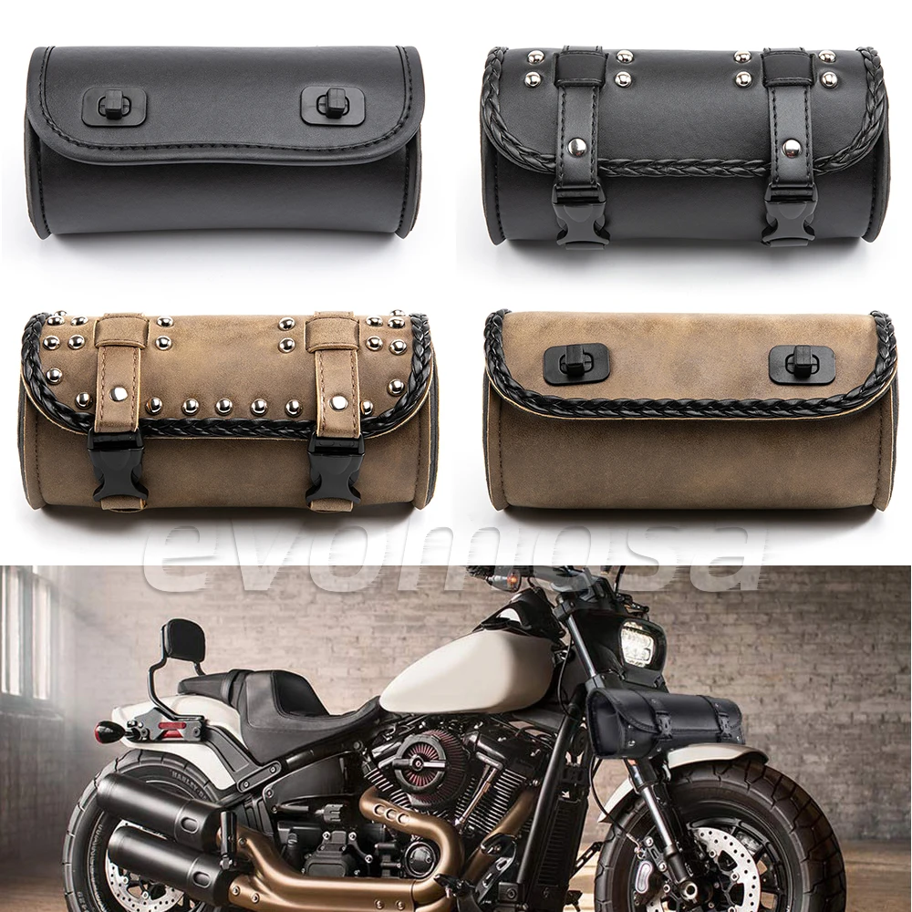 Borsa da sella universale per moto modello laterale in pelle PU borsa da sella per bagagli custodia per attrezzi per Harley Sportster XL883 XL1200