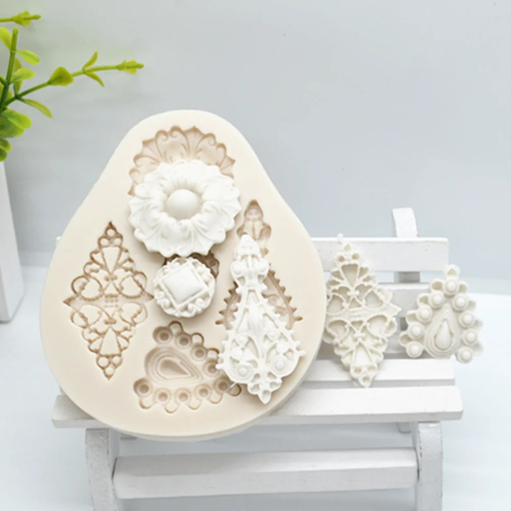 Gem Cake Border Silicone Resin Molds For Baking Gem Jewelry Relief Fondant Cake Decorating Tools Chocolate Candy Moulds
