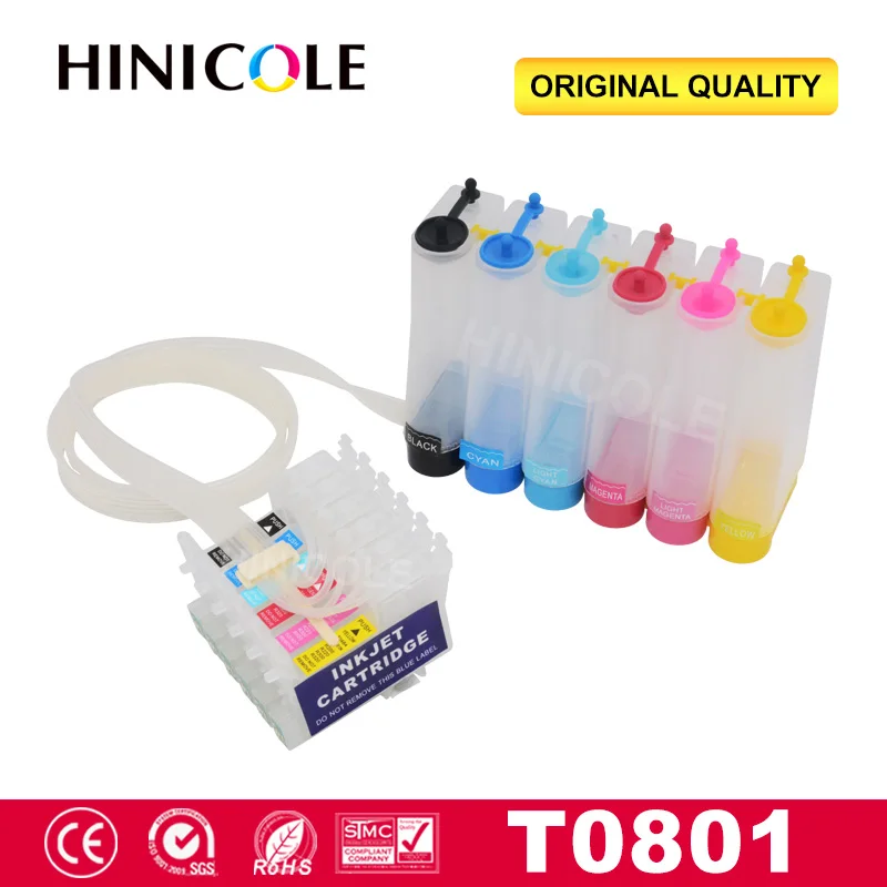 Hinicole Continuous Ink System For Epson T0801 T0802 T0803 T0804 T0805 T0806 Stylus Photo P50 T59 R265 270 285 290 360 Printer