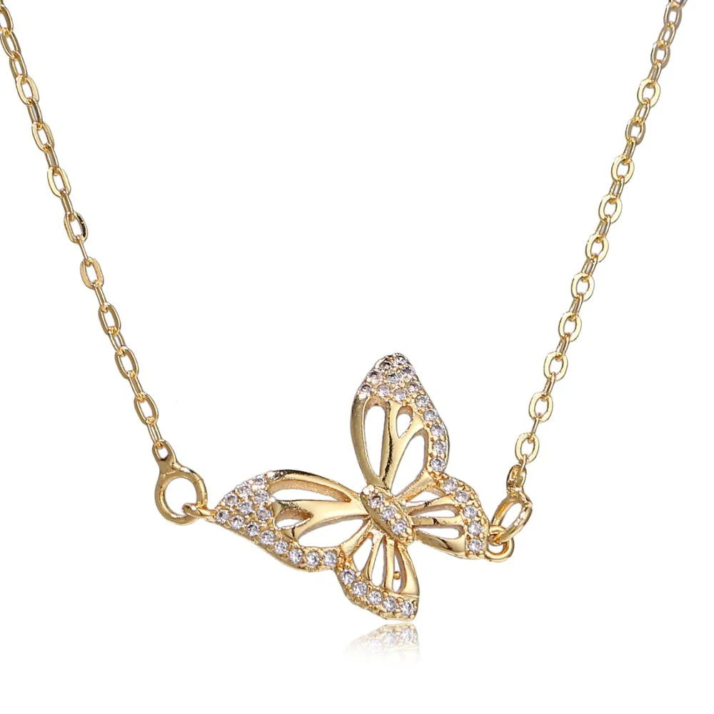 

SHINYGEM Hot Selling Gold Chain Butterfly Necklace Natural Pendant Connector Jewelry Making Female Gift Fashion Simple Style