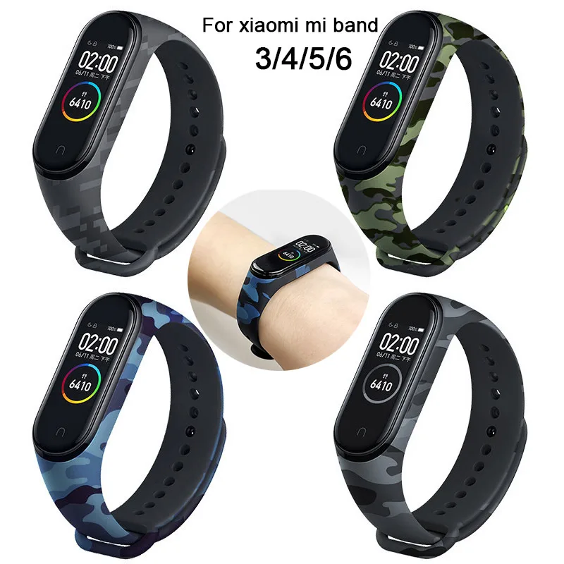 

Camouflage Mi band 4 3 5 Strap Silicone Wristband For Xiaomi band 6 Mi Band 5 Smart Bracelet Wrist Strap Replacement Smart Watch