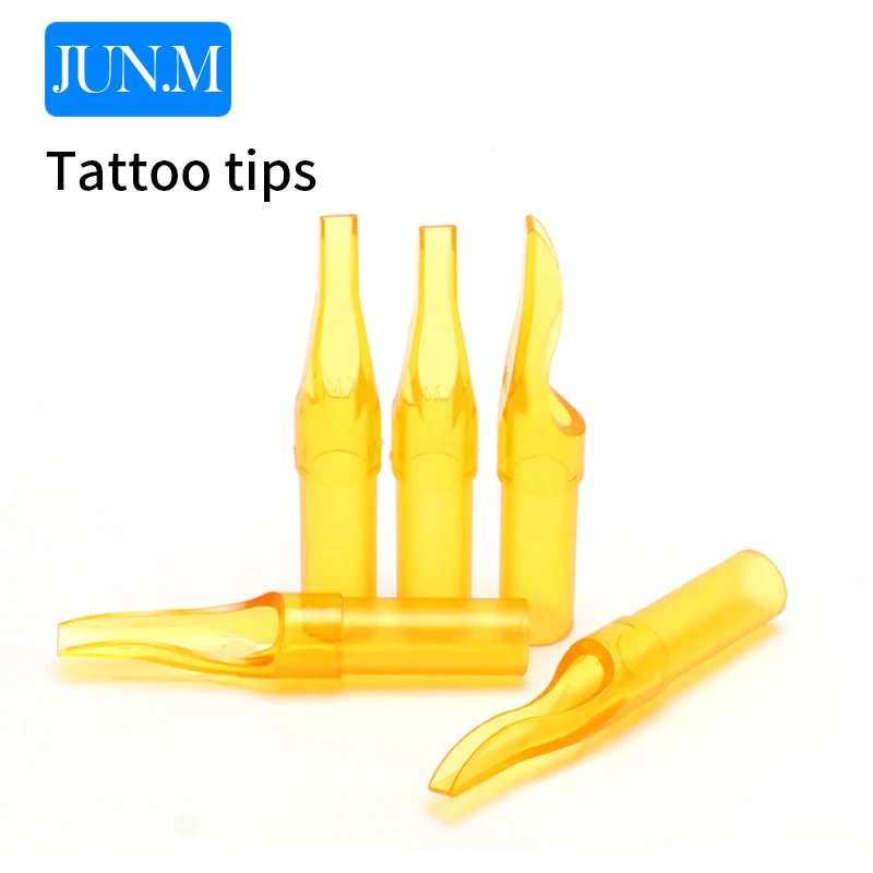 50Pcs Disposable Tattoo Tips Golden Color M5 M7 M9 M11 M14 Flat Tips pre-sterilized For M1 M2 RM F Tattoo needles Free Shipping