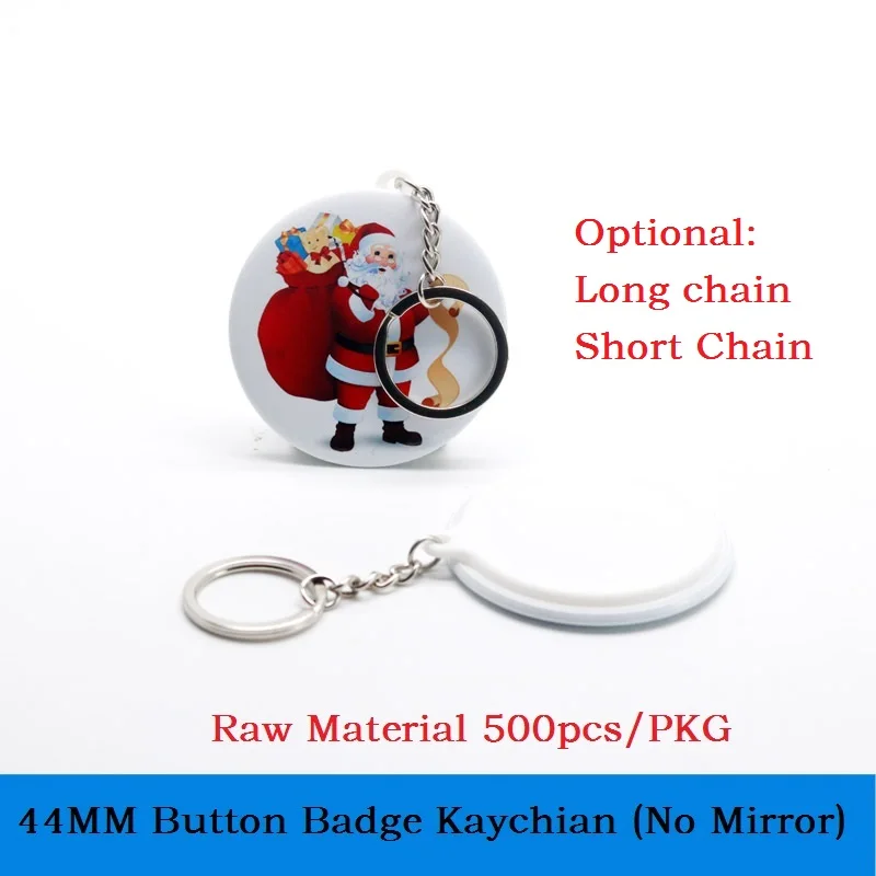 500pcs/PKG 44mm DIY button badge Keychain Badge Raw Material Button Badge Supplies parts Long chain and short chain）