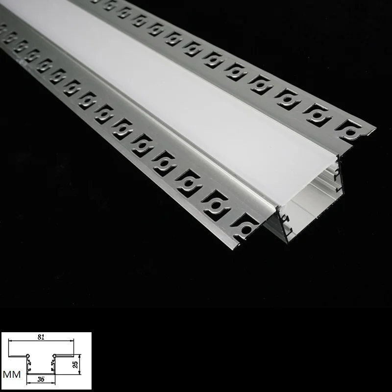 

3Pieces Of 2M 6.6Ft Trimless Drywall Plaster Recessed 30 35 40 50 MM LED Aluminium Profile,Matte Diffuser Strip Embedded Channel