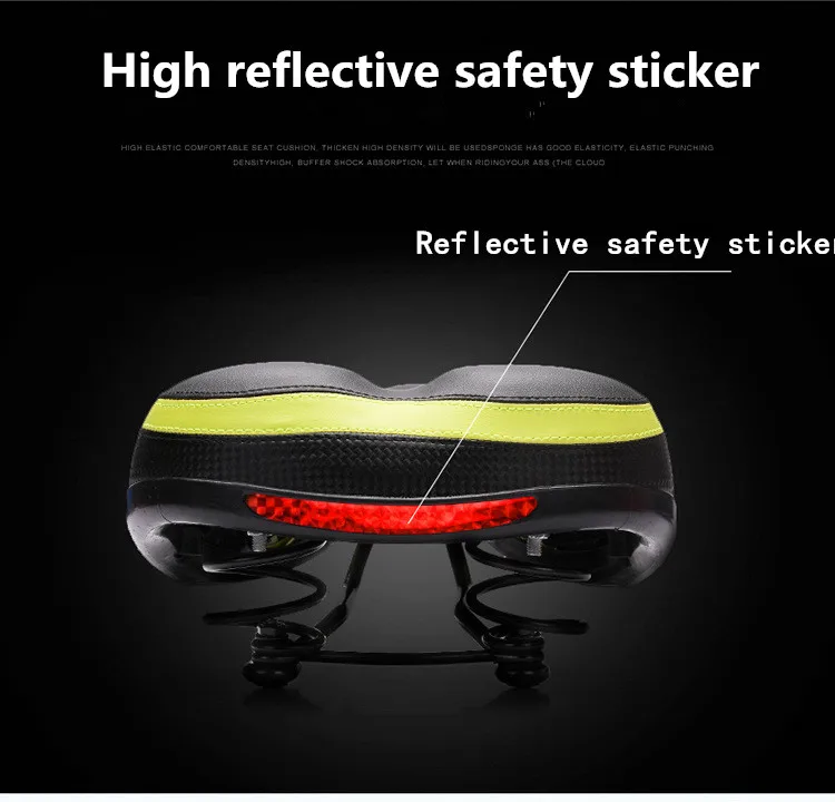 Wide Thicken Bicycle Saddle Seat Soft Silicone With Reflective Stickers MTB Road Bike Rear Light  Cycling Hollow Cushion Saddle