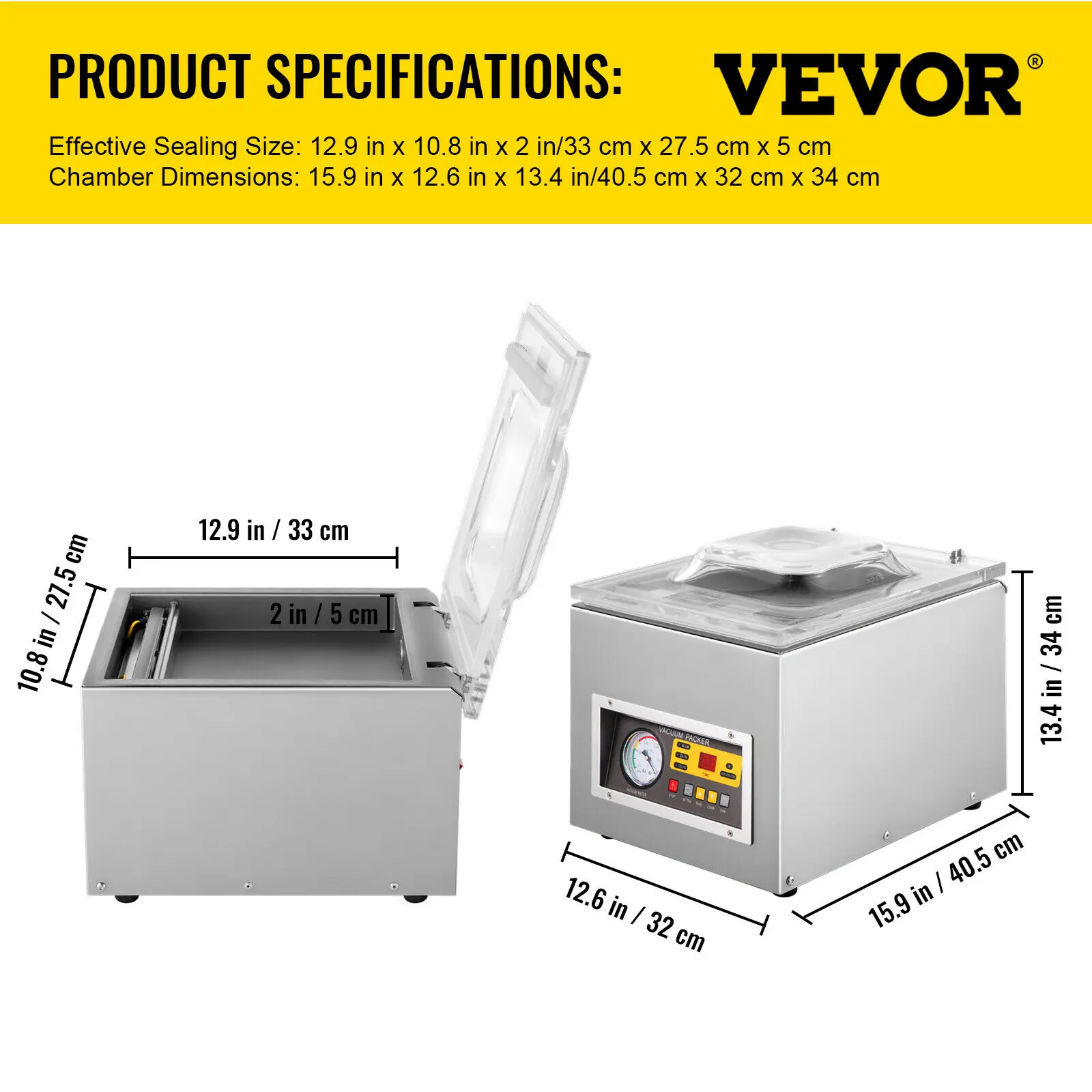 VEVOR DZ-260S Máy Hút Chân Không Thực Phẩm Đóng Gói Máy Thương Mại Phòng Máy Hút Chân Không Dán Miệng Bếp Thịt Bao Bì Túi Thực Phẩm Bảo Vệ Máy Hàn