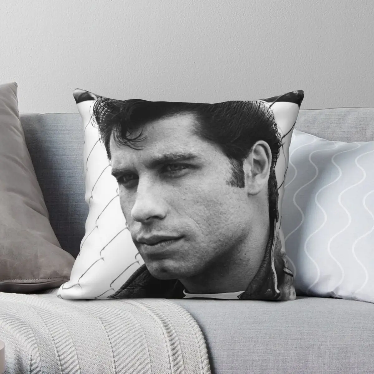 

John Travolta Grease Square Pillowcase Polyester Linen Velvet Printed Zip Decor Pillow Case Sofa Seater Cushion Case