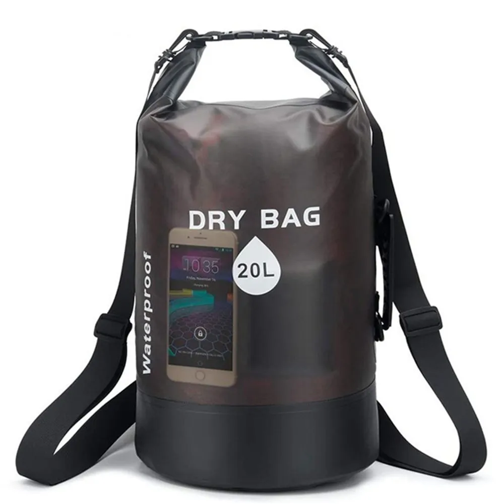 

Bucket Bag Outdoor Sports Waterproof Package PVC Transparent Rafting Camping Swimming Travel Shoulder Backpack Folded Storage