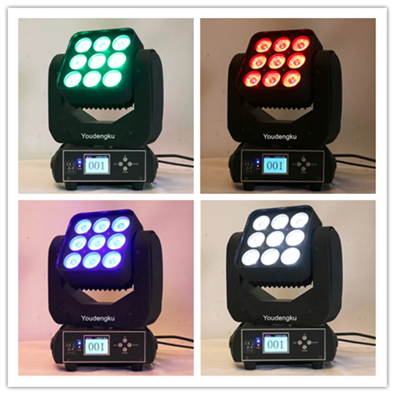 

4pcs American dj led mini beam wash lights 9 x 10w 4in1 rgbw Square beam led moving head matrix stage lightings